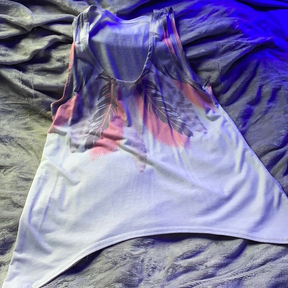 Pink/Grey/White feather top, Size M - Picture 1 of 5